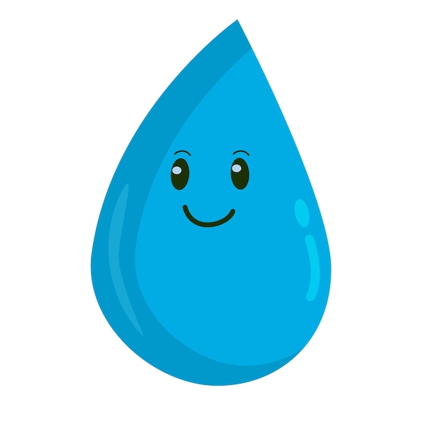 Wassertropfen mit cartoon-gesicht kawaii aqua lächelnder charakter vektor einfaches design