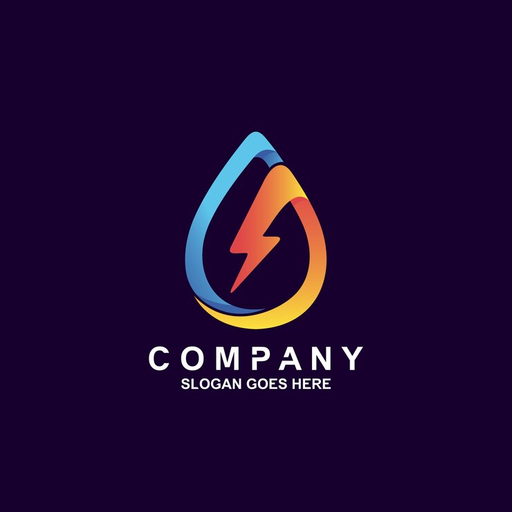 Wassertropfen mit Donner-Logo-Design
