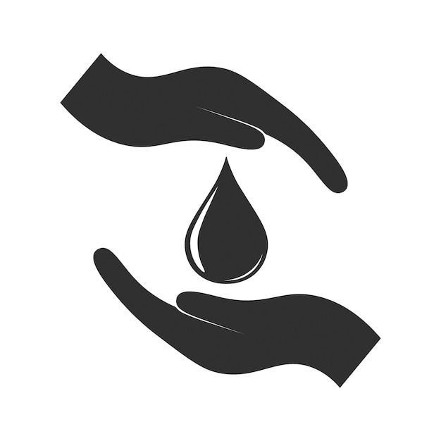 Wassertropfen zwischen den Händen Icon Vector Illustration Ein Symbol für Sauberkeit und sorgsamen Umgang mit Wasser