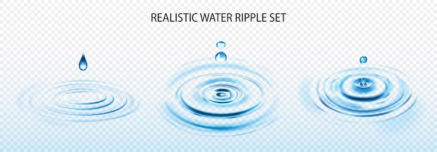 Wasserwelligkeit transparentes realistisches Set mit Süßwasser isoliert