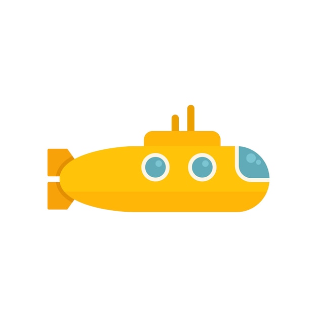 Water submarine icon flat vector Underwater ship Cute vehicle