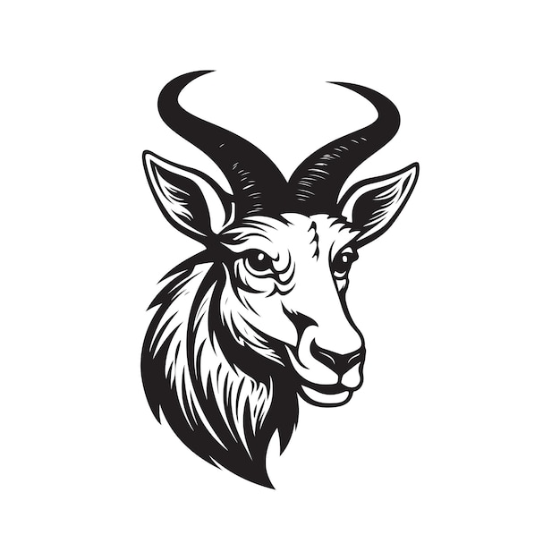 Waterbuck Vintage-Logo-Line-Art-Konzept schwarz-weiß handgezeichnete Illustration