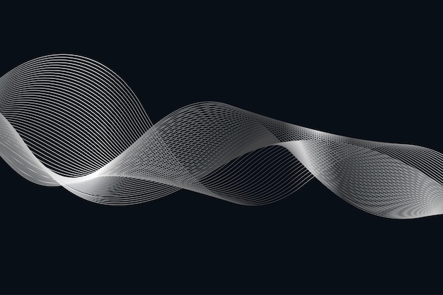 Wave Abstract Lines Chrome Schwarzer Hintergrund