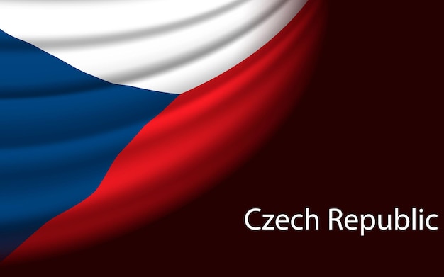 Wave-flagge der tschechischen republik auf dunklem hintergrund banner- oder bandvektorvorlage