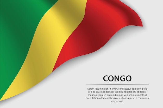 Wave-Flagge des Kongo auf weißem Hintergrund Banner- oder Bandvektorvorlage für den Unabhängigkeitstag