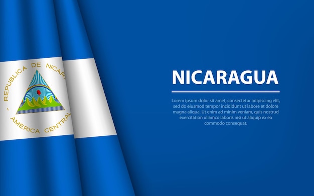 Wave-flagge nicaraguas mit copyspace-hintergrund