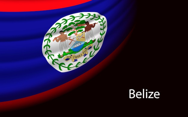 Wave-flagge von belize auf dunklem hintergrund