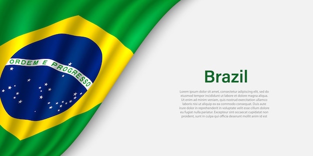 Wave-Flagge von Brasilien auf weißem Hintergrund