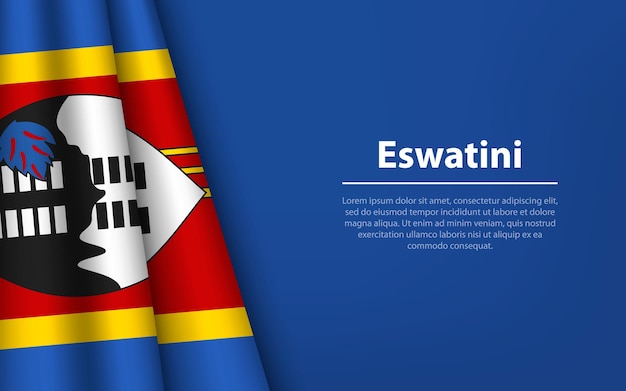 Wave-flagge von eswatini mit copyspace-hintergrund