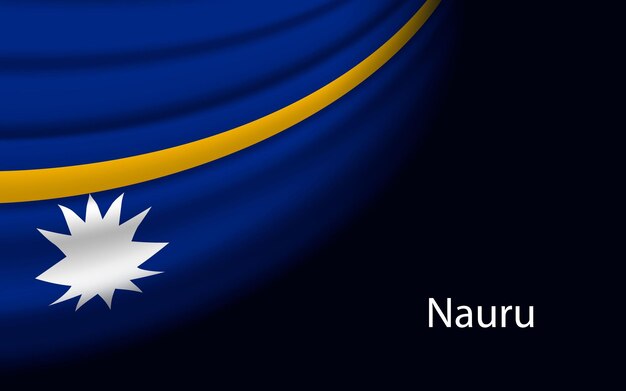 Wave-flagge von nauru auf dunklem hintergrund