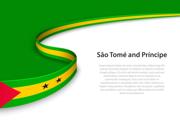 Wave-flagge von sao tome und principe mit copyspace-hintergrund