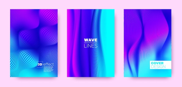 Wave-poster-set abstrakte farbverlauf 3d-cover