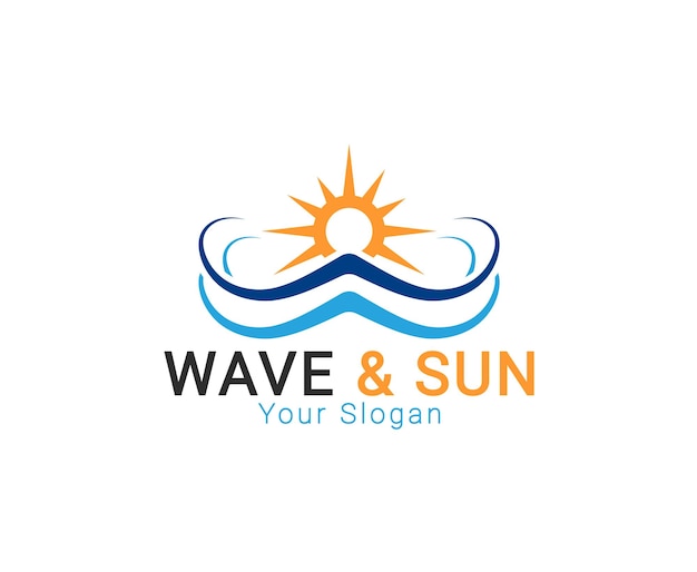 Wave sun logo sonne und meer logo sunset logo vorlage