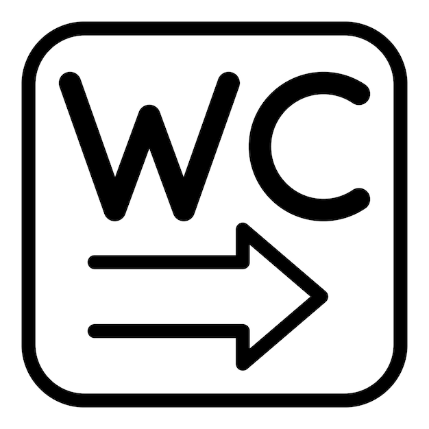 WC-Richtungssymbol Umriss des WC-Richtungsvektorsymbols für Webdesign isoliert auf weißem Hintergrund