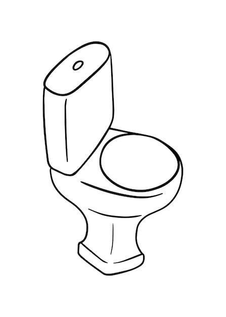 Vektor wc-schüssel keramik urinalarmatur toilette doodle linie cartoon färbung