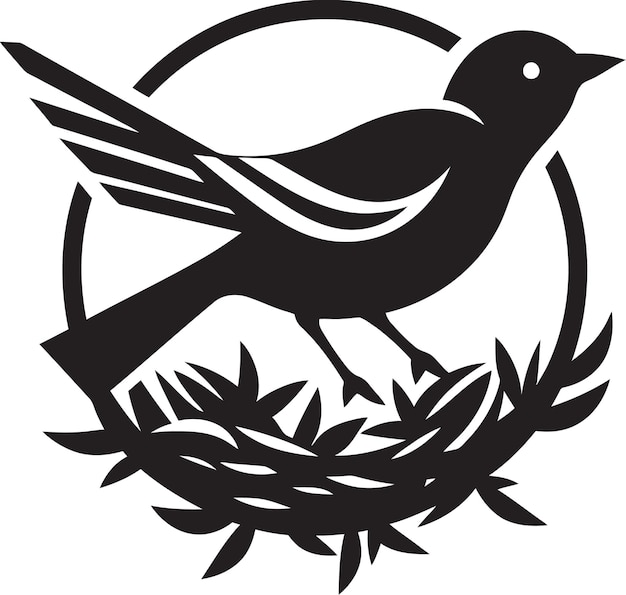 Vektor weaver's wings vector nest symbol nest genius schwarzer vogel emblem