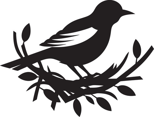 Weaving feathers vector nest icon bird s haven schwarzes logo emblem