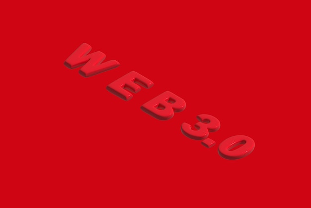 Web 3.0-Konzept, 3D-Rendering Web 3.0-Typografie auf rotem Hintergrund