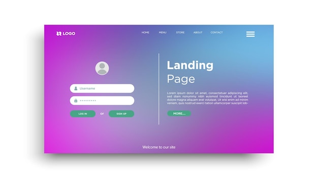 Web-Abstrakt-Landungsseite-Vorlage Website-Landungsseite mit abstraktem Hintergrund
