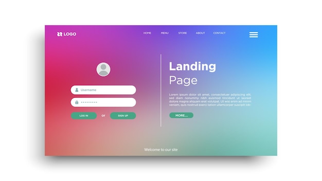 Web-Abstrakt-Landungsseite-Vorlage Website-Landungsseite mit abstraktem Hintergrund