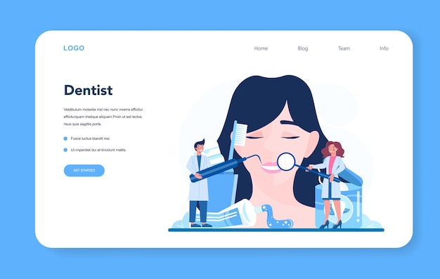 Web-banner oder landingpage des zahnarztberufs