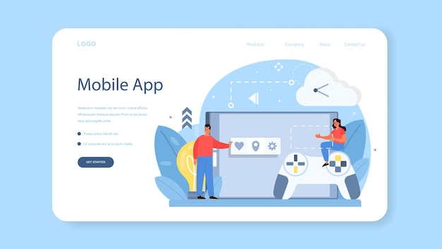Web-banner oder zielseite für die entwicklung mobiler apps