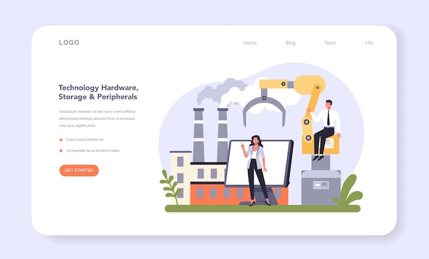 Web-banner oder zielseite für die technologie-hardware- und -ausrüstungsindustrie
