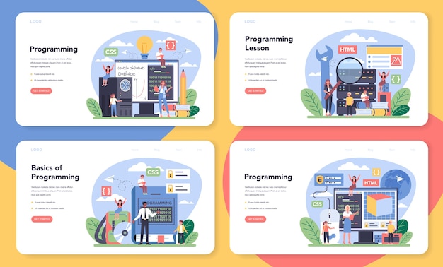 Web-Banner oder Zielseiten-Set für IT-Bildung