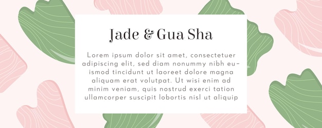 Web-banner rosenquarz gua sha und jade scraping-massagewerkzeug natürlicher rosa und grüner steinschaber