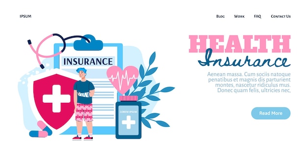 Web-Banner-Vorlage für die Vektorillustration von Lebens- und Krankenversicherungen