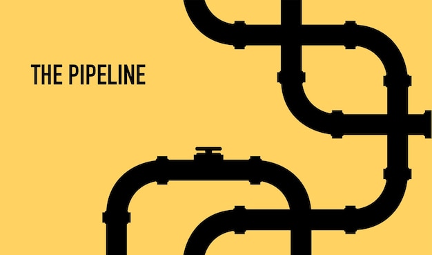 Vektor web-banner-vorlage industrieller hintergrund mit pipeline ölwasser- oder gaspipeline mit armaturen