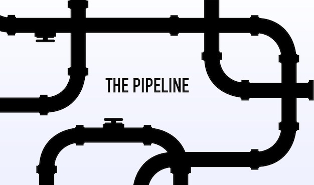 Vektor web-banner-vorlage industrieller hintergrund mit pipeline ölwasser- oder gaspipeline mit armaturen