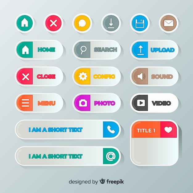 Web-Button-Sammlung in flachen Stil