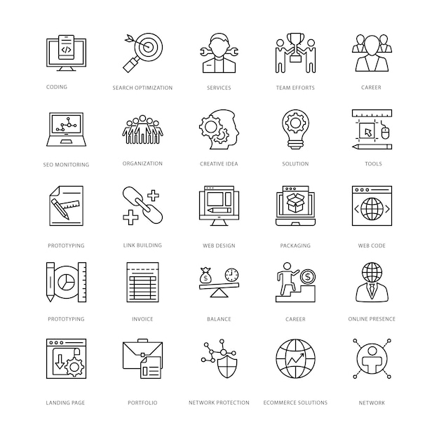 Vektor web design und entwicklung icons