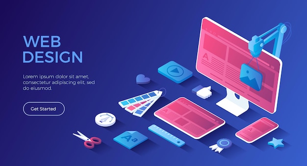 Web-Design Website-Landing-Seite für Monitor-Laptop-Tablet-Telefon Erstellen von UI-UX-Website-Design