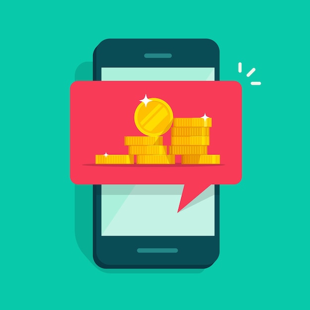 Web digitales geld erhalten benachrichtigung auf handy-illustration