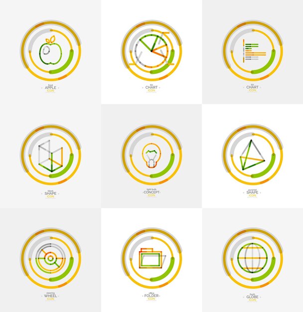 Web-Icon-Set mit minimaler dünner Linie