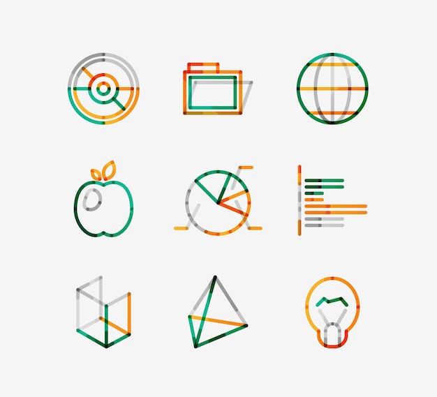 Web-Icon-Set mit minimaler dünner Linie