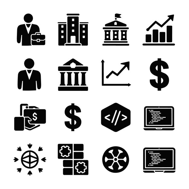 Web Icon Set Vector Icons für Websites und Geschäftsleute in verschiedenen Arbeitsszenarien