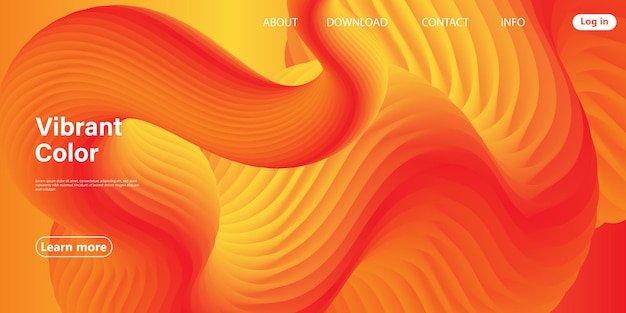 Web-landingpage-layout mit abstraktem flow-fluid-design und beispieltextvorlage