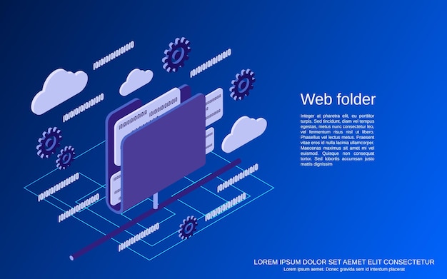 Web-Ordner, die flache isometrische Vektorkonzeptillustration vernetzen