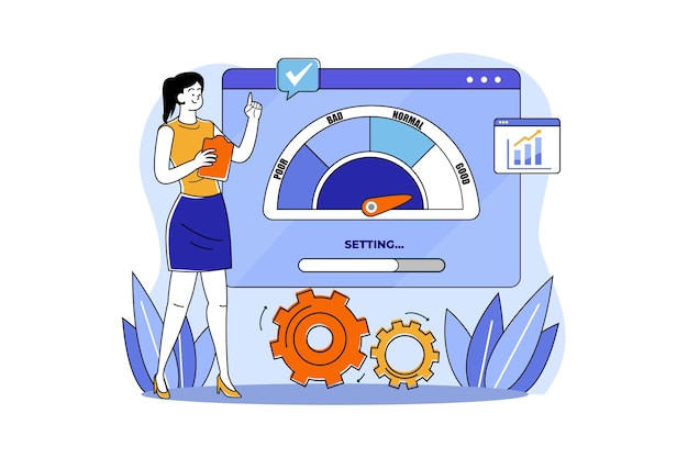 Web-Performance-Illustrationskonzept auf weißem Hintergrund