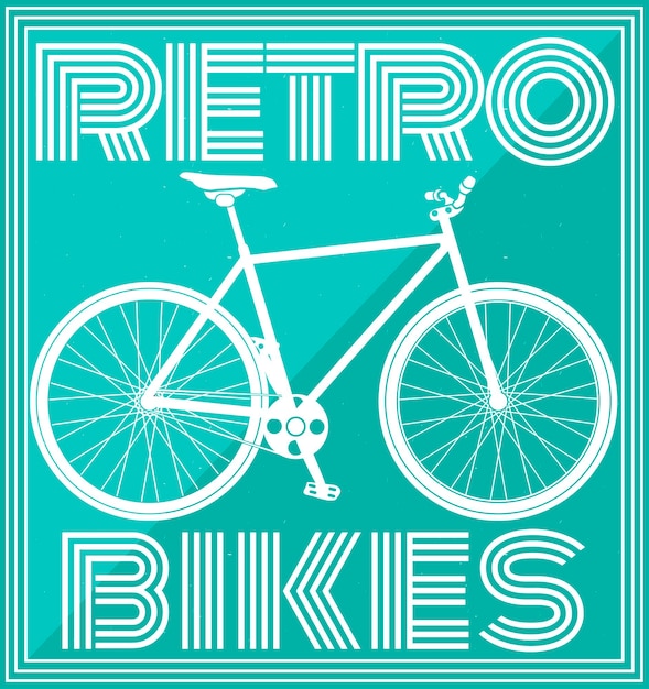 Web-retro-poster mit fahrrad im rosaton. vektor-illustration.