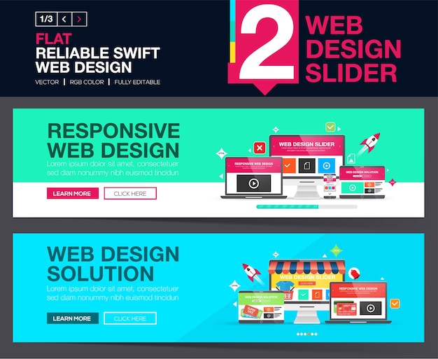 Web-slider oder banner-designkonzepte für ihre website.