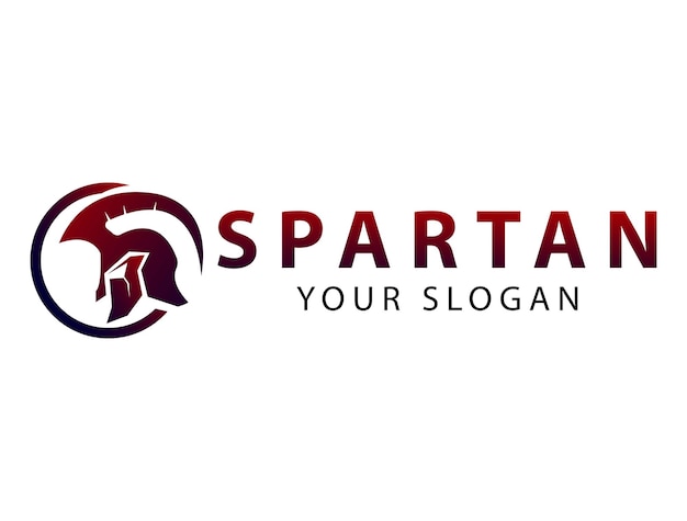 Web spartanisches Helmlogo mit Schwert und Speer, Vektorlogo