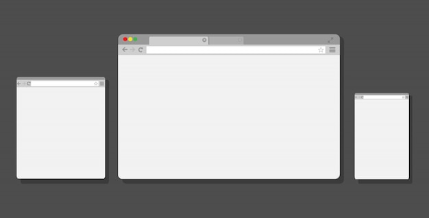 Vektor webbrowser-fenster für laptop, tablet und smartphone. .