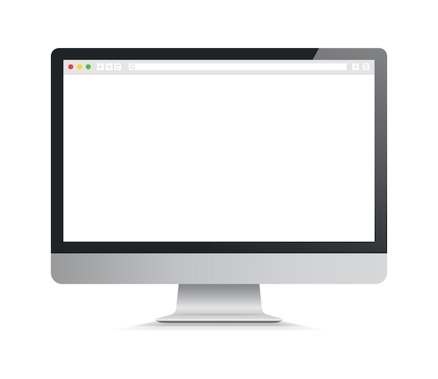 Webbrowser-Layout auf dem Computerbildschirm Computermonitor isoliert auf weißem Hintergrund VektorillustrationxA