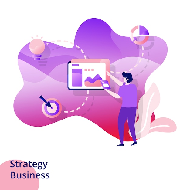 Webdesign-seitenvorlagen für strategy business. entwicklung von websites und mobilen apps. moderne artabbildung.