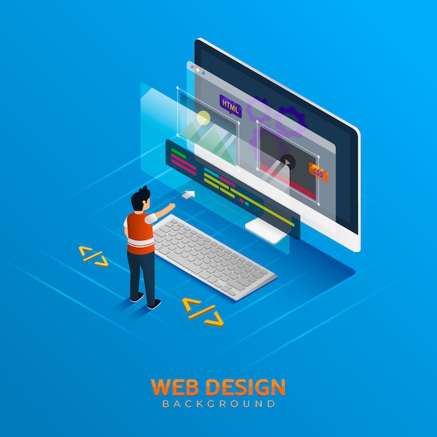 Webdesignhintergrund in der isometrischen Art