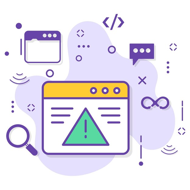 Webfehlerkonzept, Browser mit Ausrufezeichen Vector Icon Design, Cloud Computing und Internet